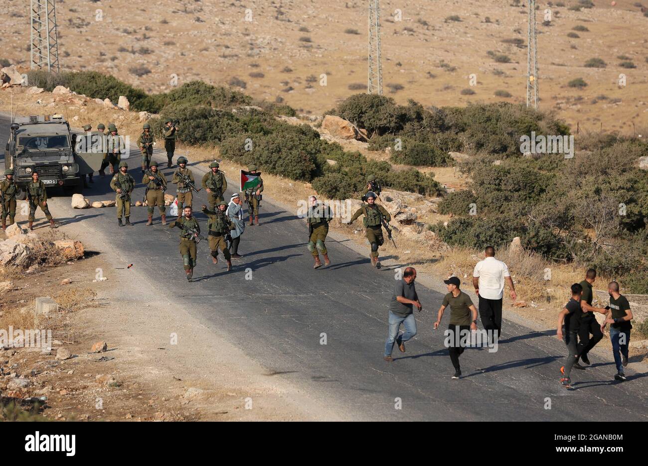 Tubas, West Bank city of Tubas. 31st July, 2021. Palestinian protesters
