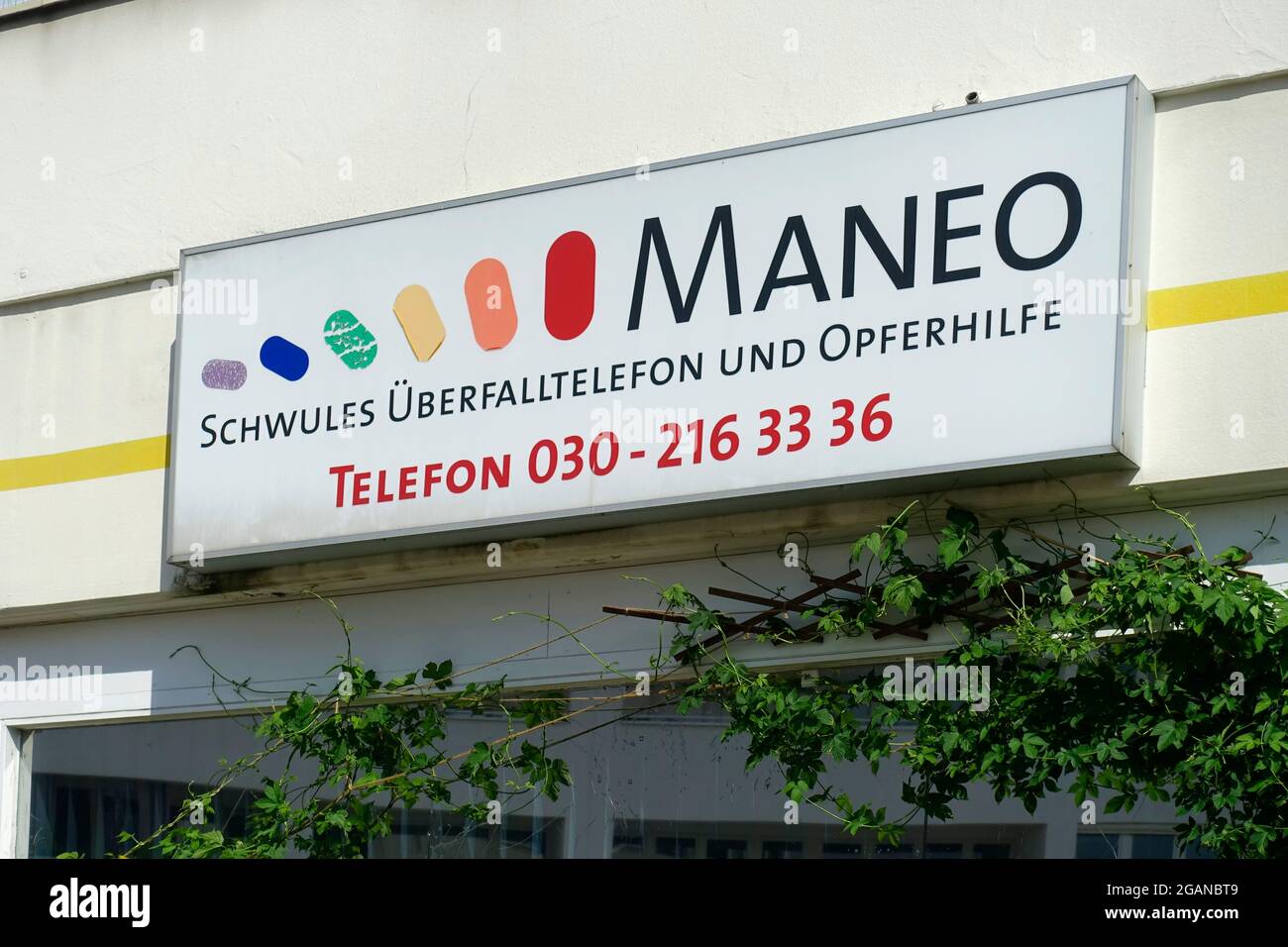Maneo, gay attack phone and victim assistance, Berlin Stock Photo