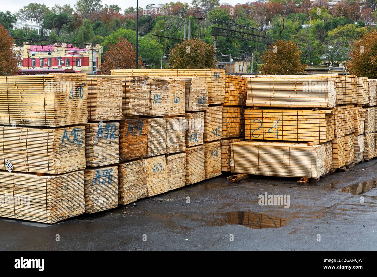 Industrial products, raw materials, timber and sheet steel mill in the