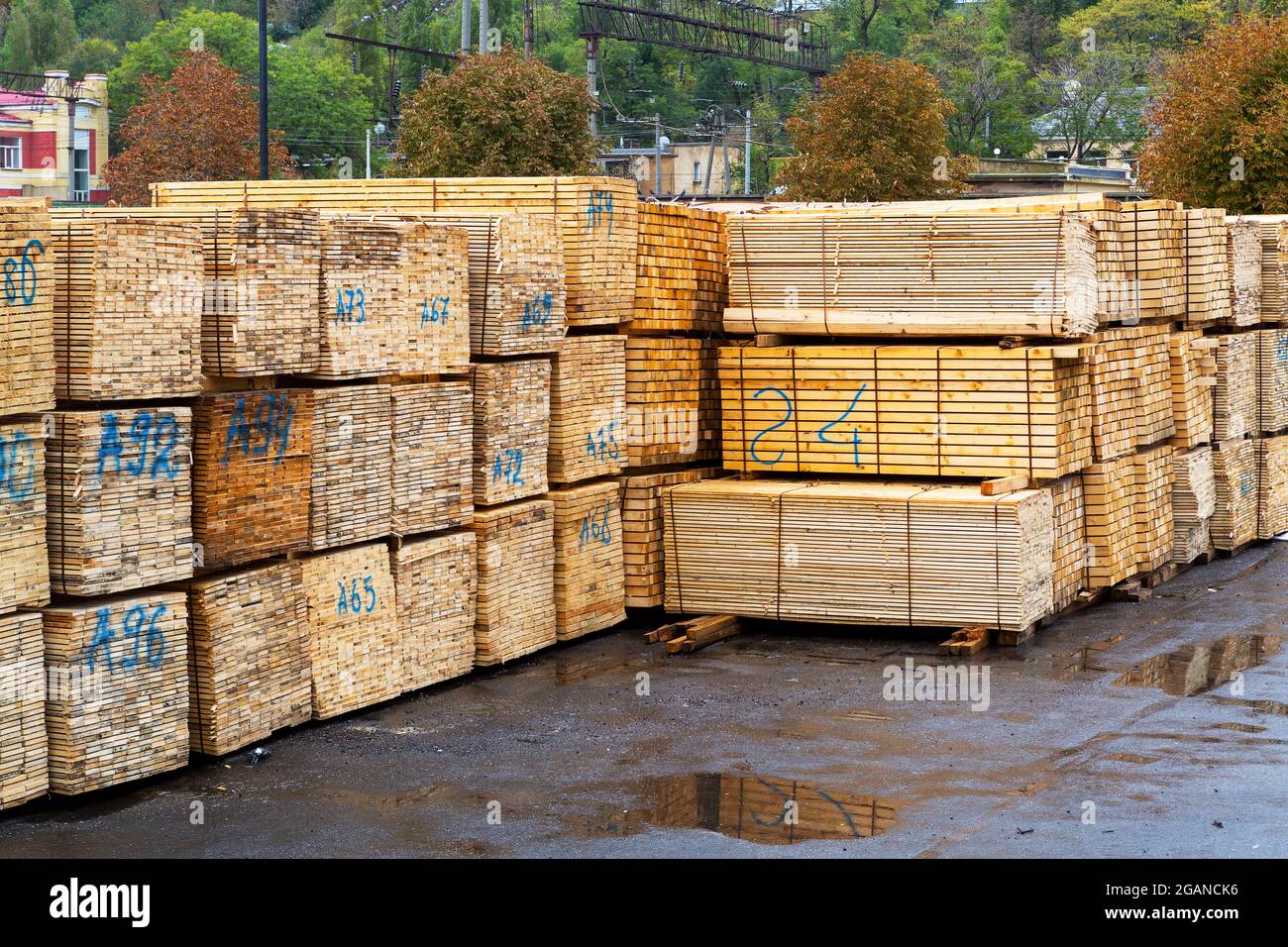 Industrial products, raw materials, timber and sheet steel mill in the