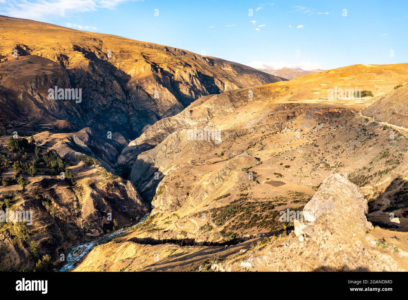 Aerial view of the Andes Mountains in Peru Stock Photo