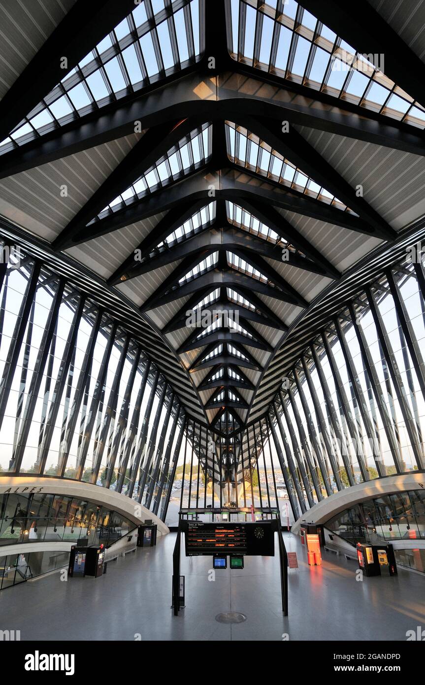 Gare TGV Satolas, Satolas train station with passage to the airport St. Excupery, Lyon, France, Europe Stock Photo