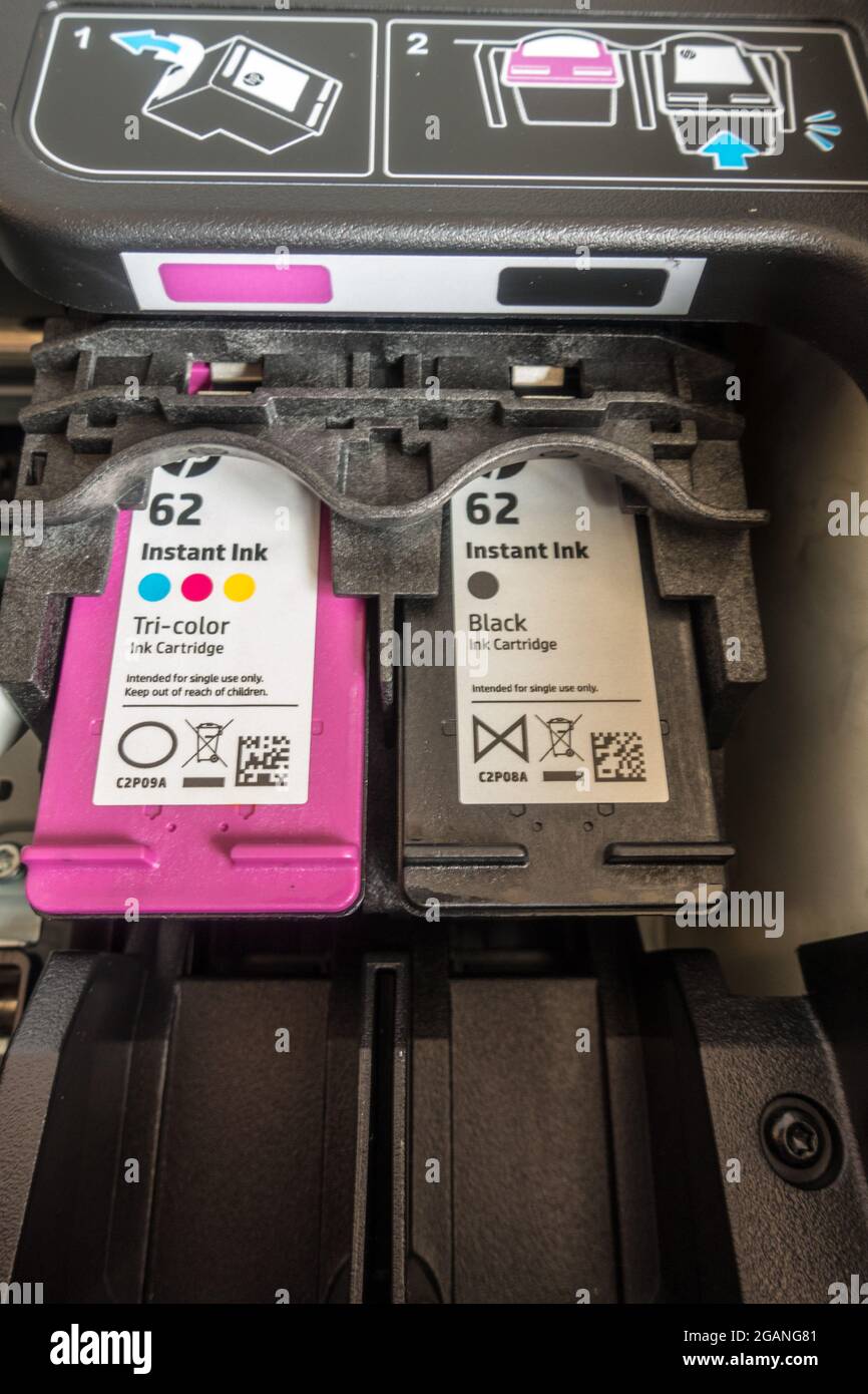 HP printer ink cartridge loaded in printer Stock Photo Alamy