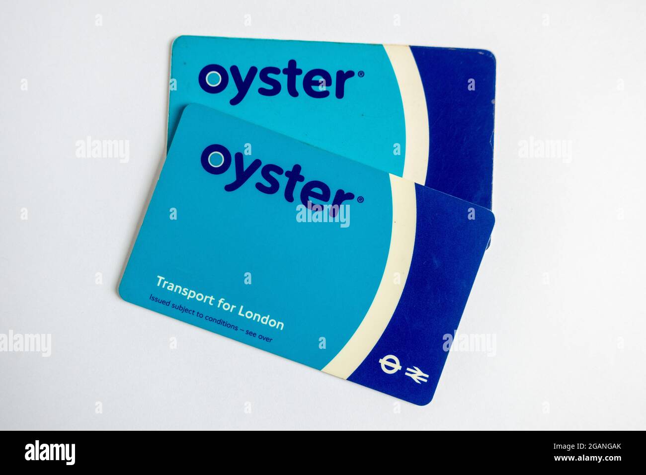 Oyster card the Transport for London travel card which can be used in LondonTubes, Trains, Bus, Tram and Boats. Stock Photo