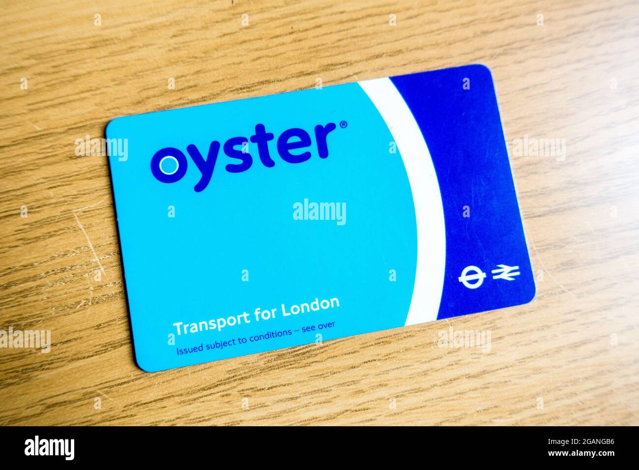 Oyster card the Transport for London travel card which can be used in LondonTubes, Trains, Bus, Tram and Boats. Stock Photo