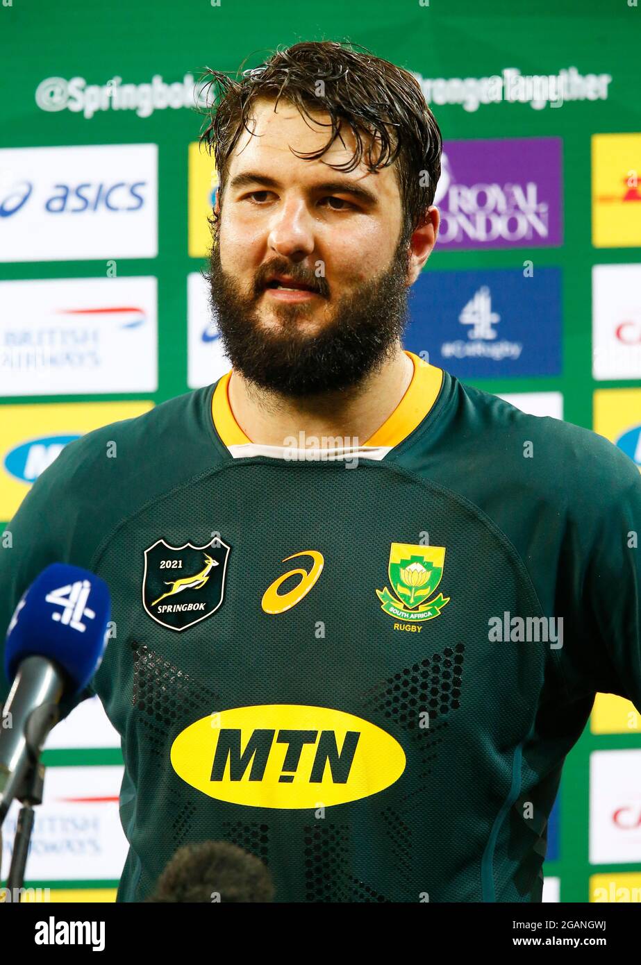 South Africa's Lood de Jager during the Castle Lager Lions Series, Second Test match at the Cape
