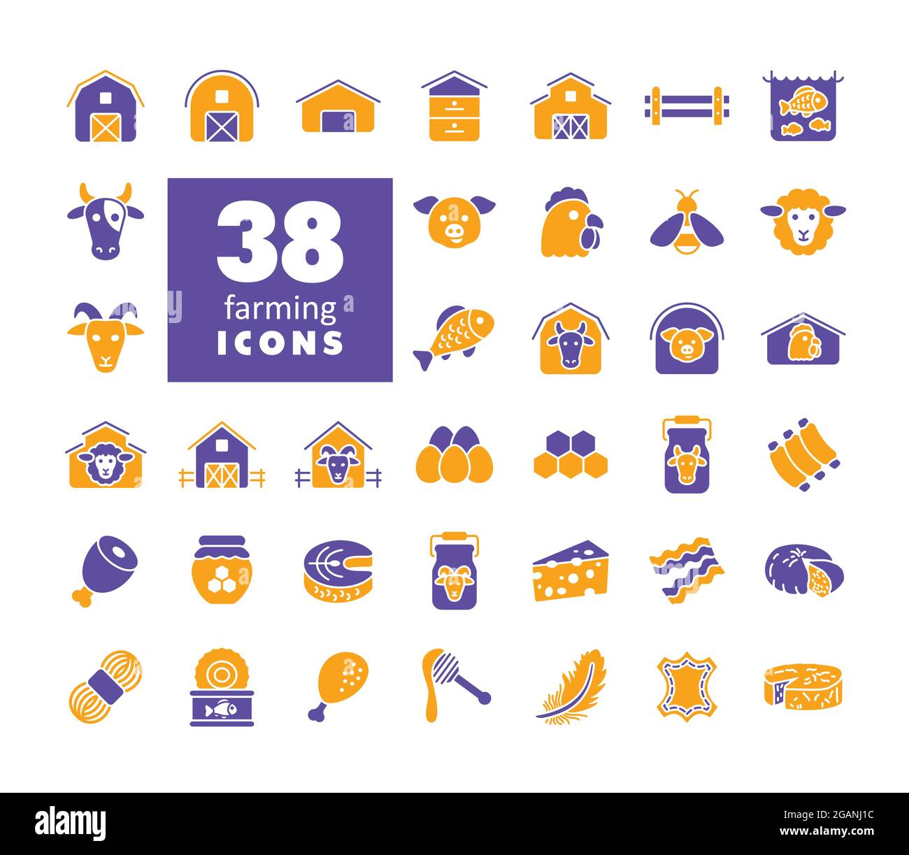Farm animal glyph icons set. Animal food sign. Graph symbol for your ...