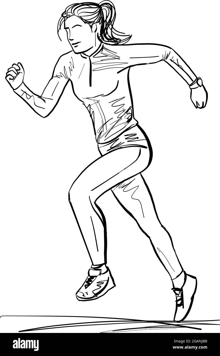 Female runner sketch vector illustration Stock Vector Image Art Alamy