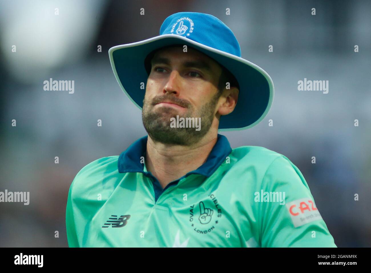 Emerald Headingley Stadium, Leeds, West Yorkshire, 31st July 2021. The Hundred - Northern Superchargers vs Oval Invincible Reece Topley of Oval Invincibles Credit: Touchlinepics/Alamy Live News Stock Photo