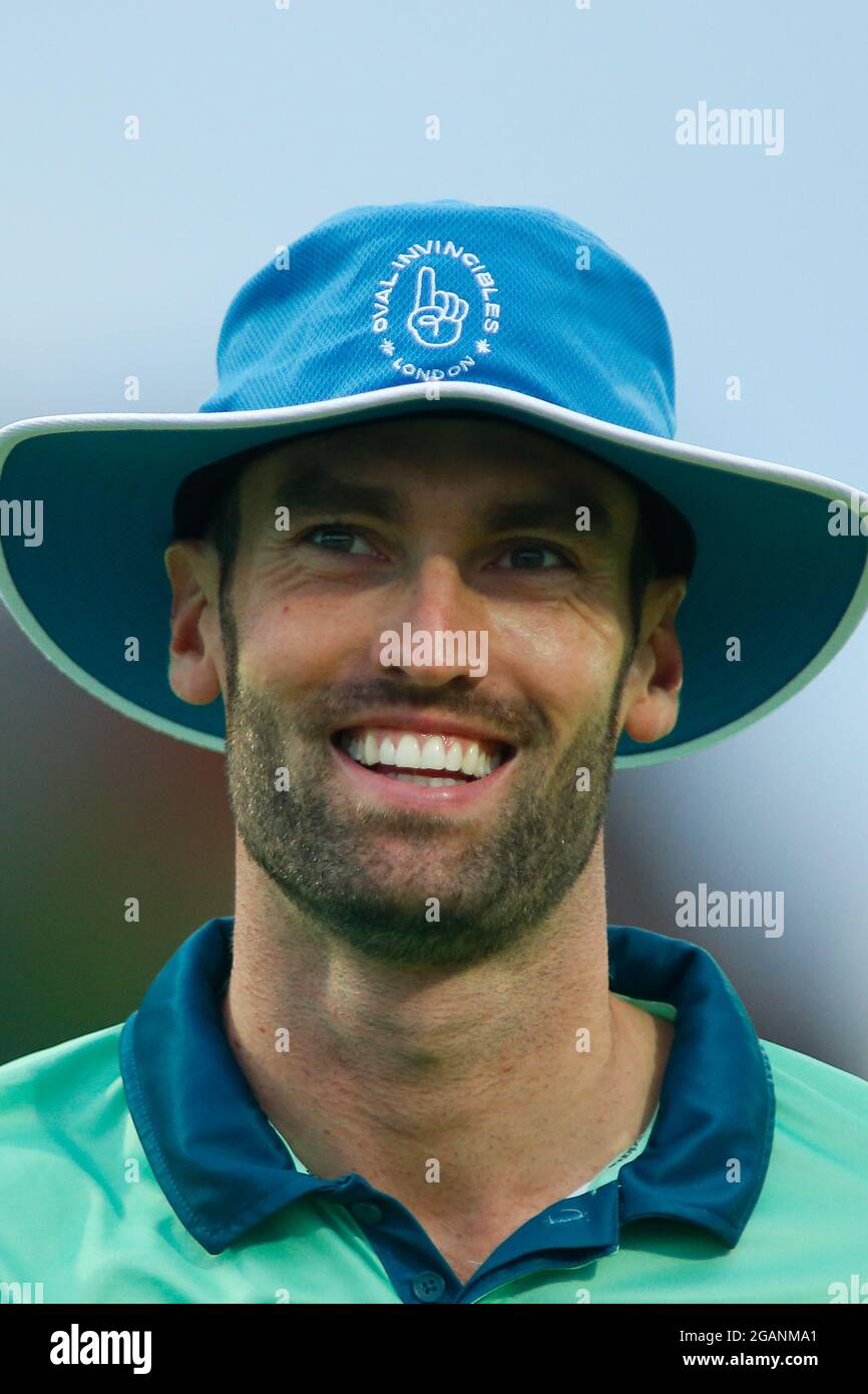 Emerald Headingley Stadium, Leeds, West Yorkshire, 31st July 2021. The Hundred - Northern Superchargers vs Oval Invincible Reece Topley of Oval InvincibleÕs Credit: Touchlinepics/Alamy Live News Stock Photo