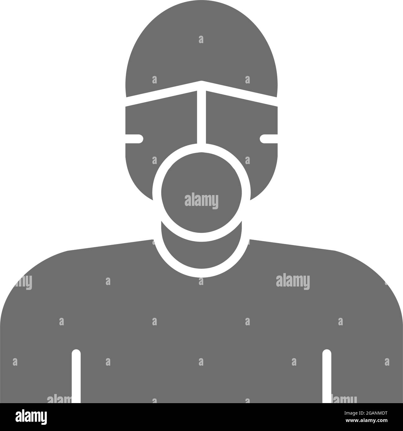 Vector man in respiratory system gray icon. Stock Vector