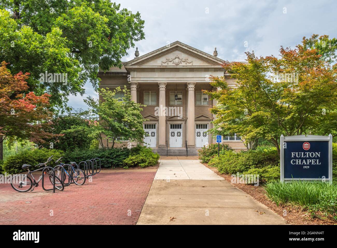 Fulton Chapel built in 1929 in Classic Revival style architecture at the University of Mississippi, Ole Miss, functions as a performing arts theatre. Stock Photo