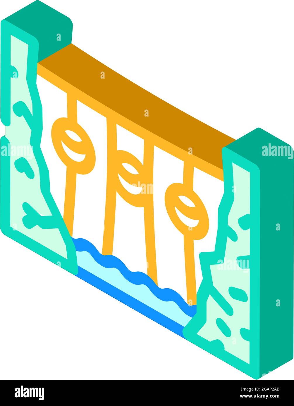 hydraulic dam isometric icon vector illustration Stock Vector Image ...