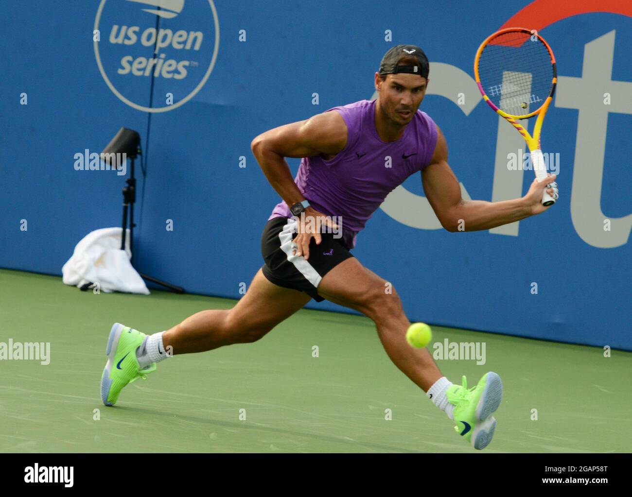 Washington, D.C, USA. 31st July, 2021. RAFAEL NADAL practices in  preparation for the Citi Open tennis tournament in Washington, DC (Credit  Image: © Christopher Levy/ZUMA Press Wire Stock Photo - Alamy
