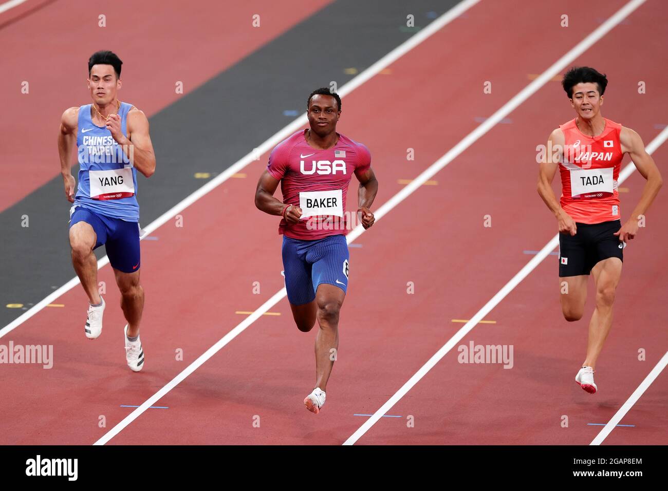 Tokyo, Japan, 31 July, 2021. Ronnie Baker of Team United States wins his Men's 100m Heat on Day 8 of the Tokyo 2020 Olympic Games. Credit: Pete Dovgan/Speed Media/Alamy Live News. Credit: Pete Dovgan/Speed Media/Alamy Live News Stock Photo