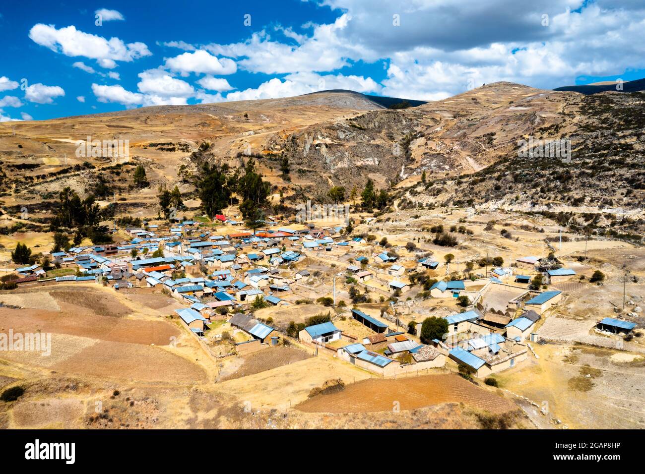 Aerial view of a village in the Peruvian Andes Stock Photo Alamy
