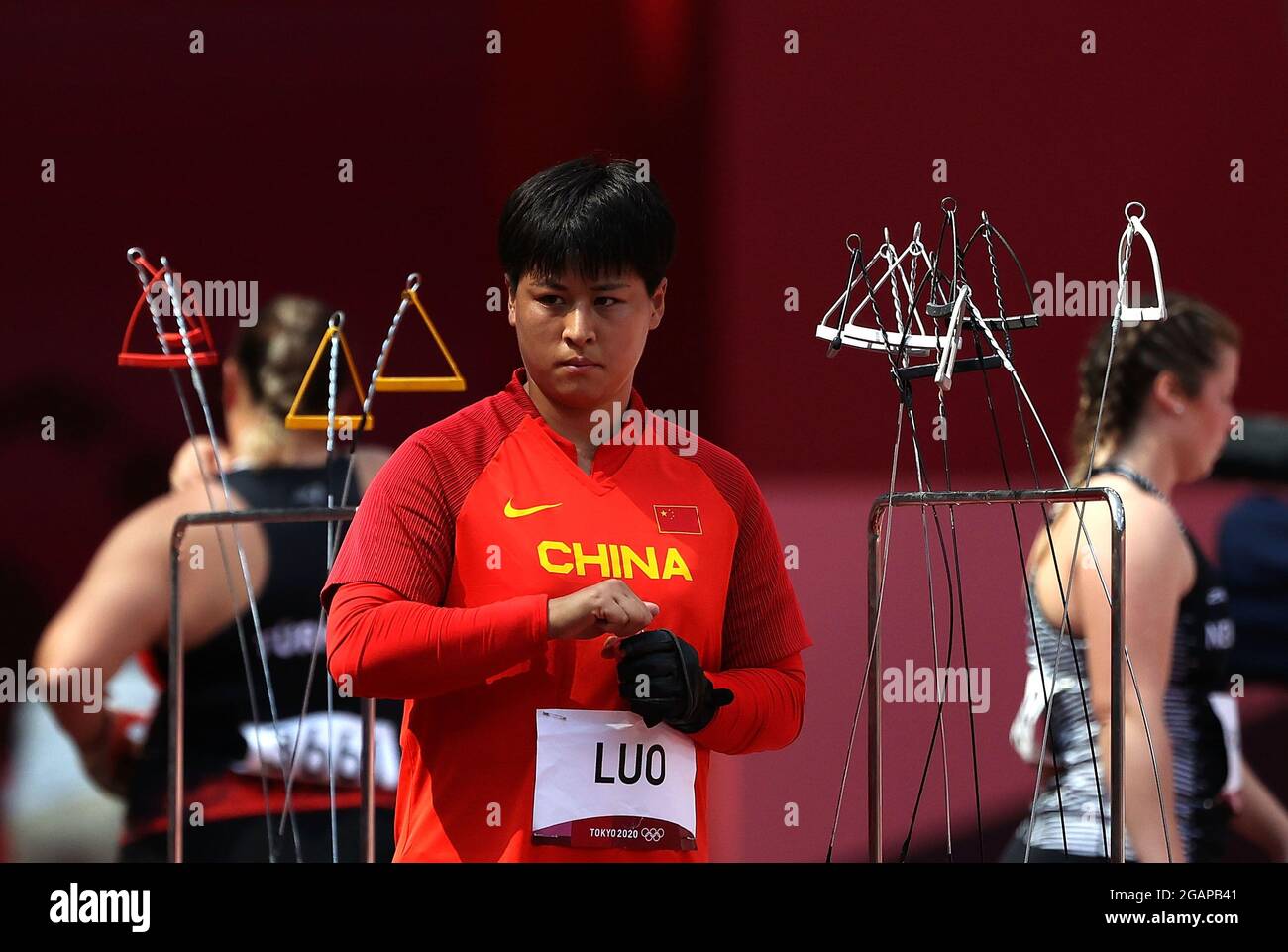 Tokyo, Japan. 1st Aug, 2021. Luo Na of China prepares for the women's hammer throw qualification