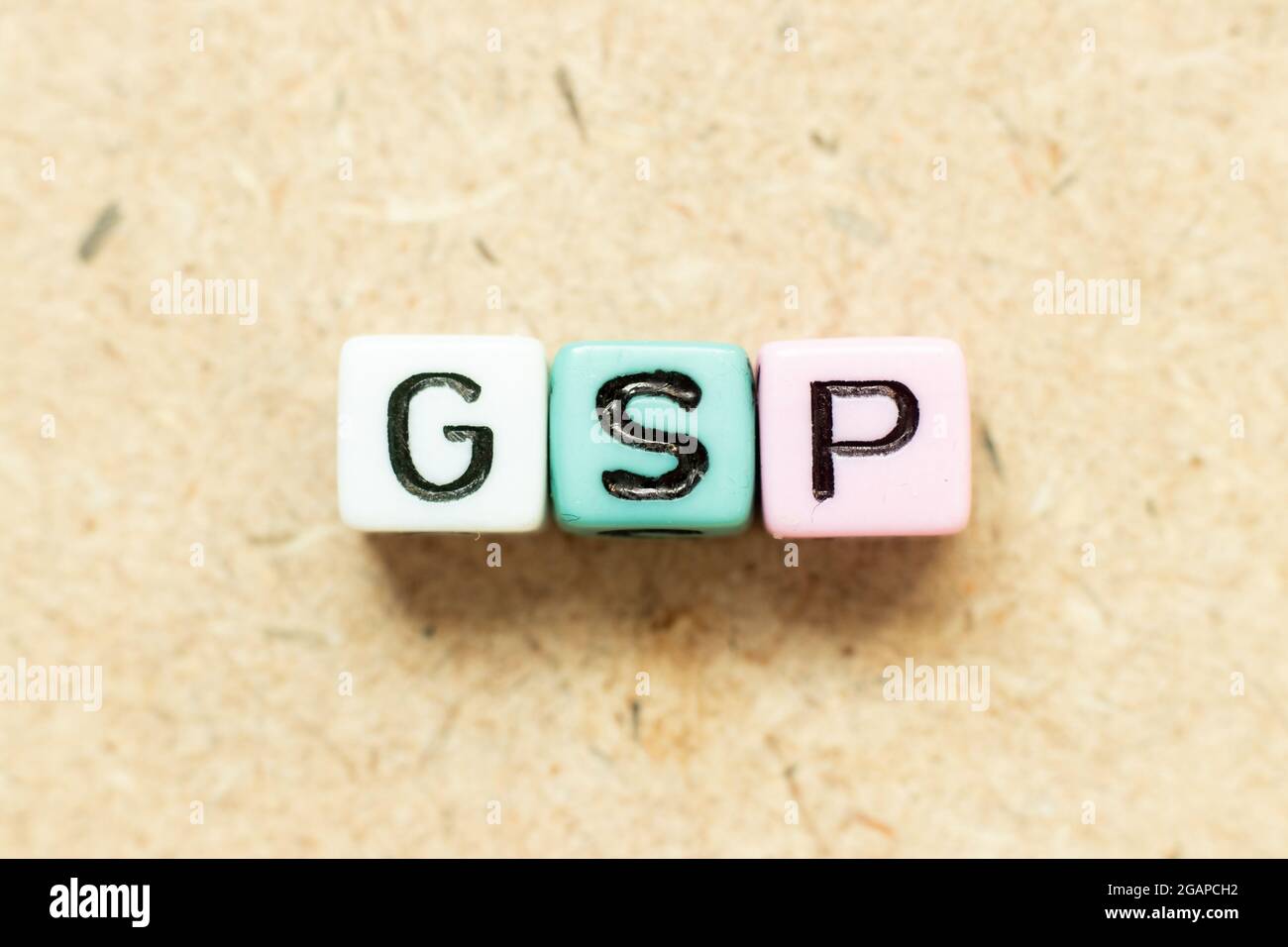 Color alphabet letter block in word GSP (Abbreviation of Good Storage