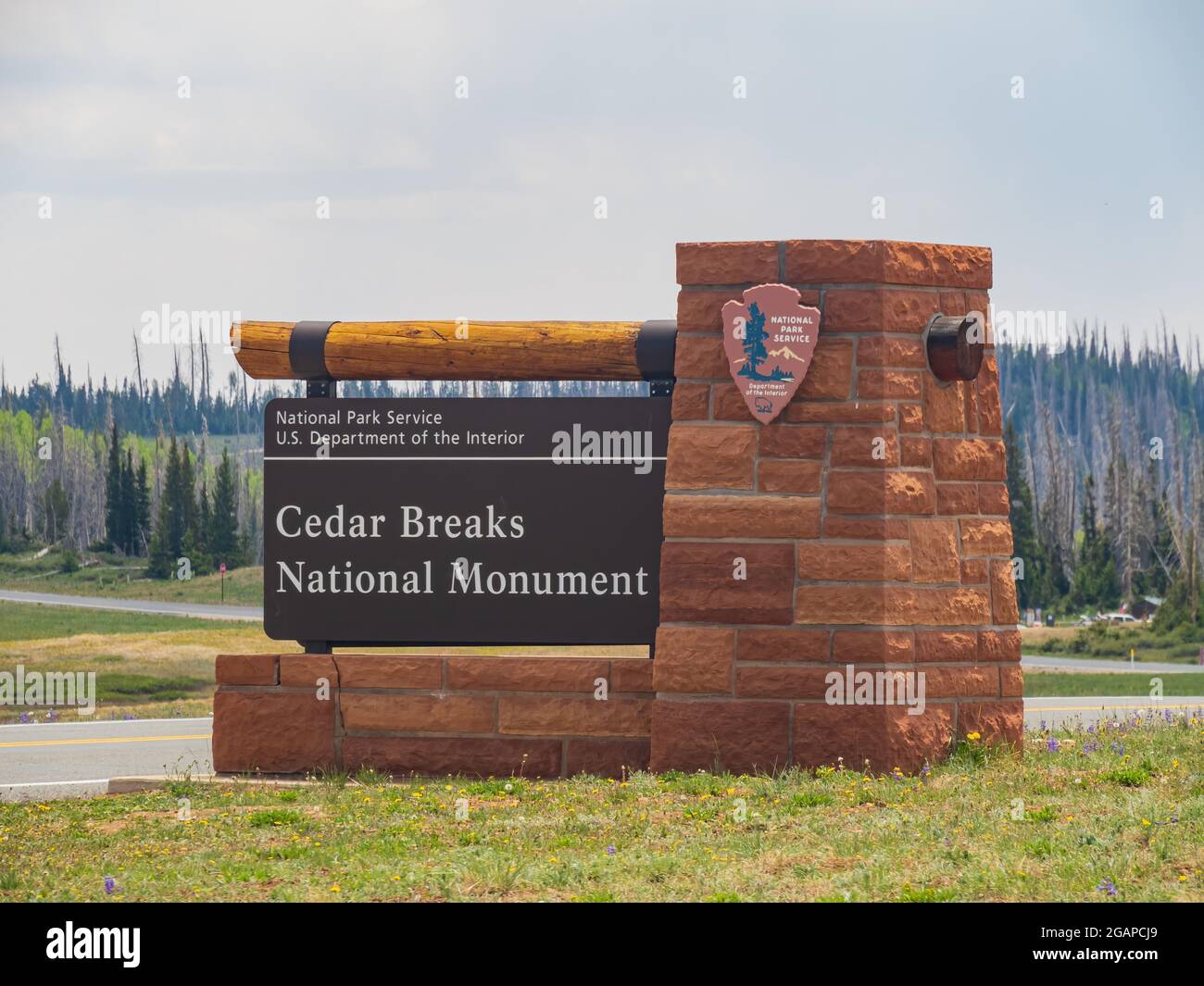Utah, JUN 19, 2021 - Sign of the Cedar Breaks National Monument Stock Photo