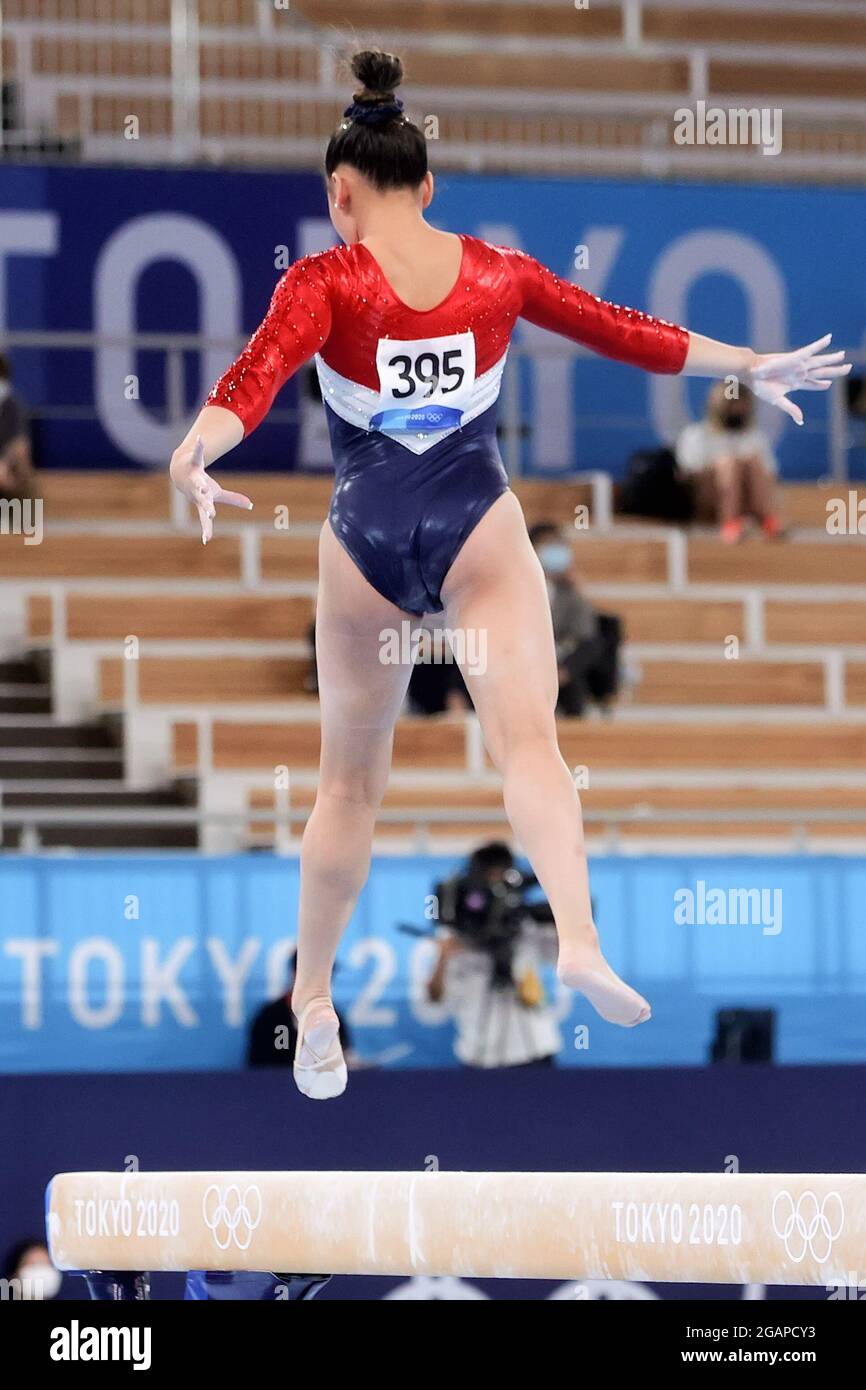 Tokyo Japan 27 July 21 Sunisa Lee Of Team United States On The Beam During The Women S Artistic Gymnastics Team Final On Day 4 Of The Tokyo Olympic Games Credit Pete