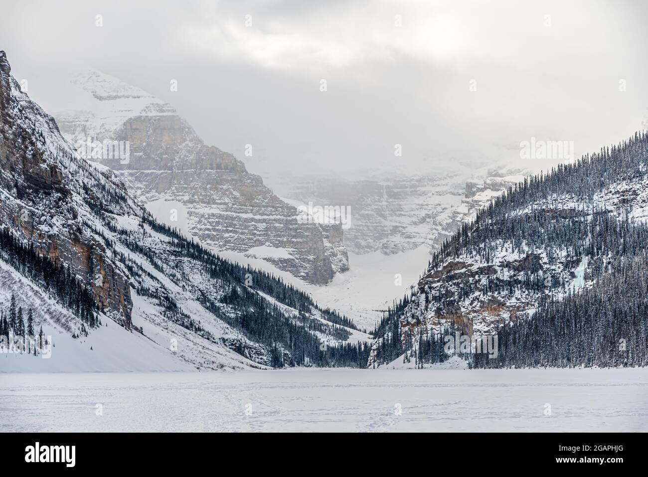 Lake Louise in Banff Park in winter time, Alberta, Canada Stock Photo ...