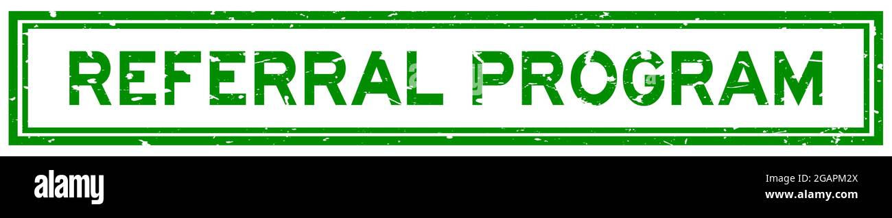 Grunge green referral program word square rubber seal stamp on white background Stock Vector