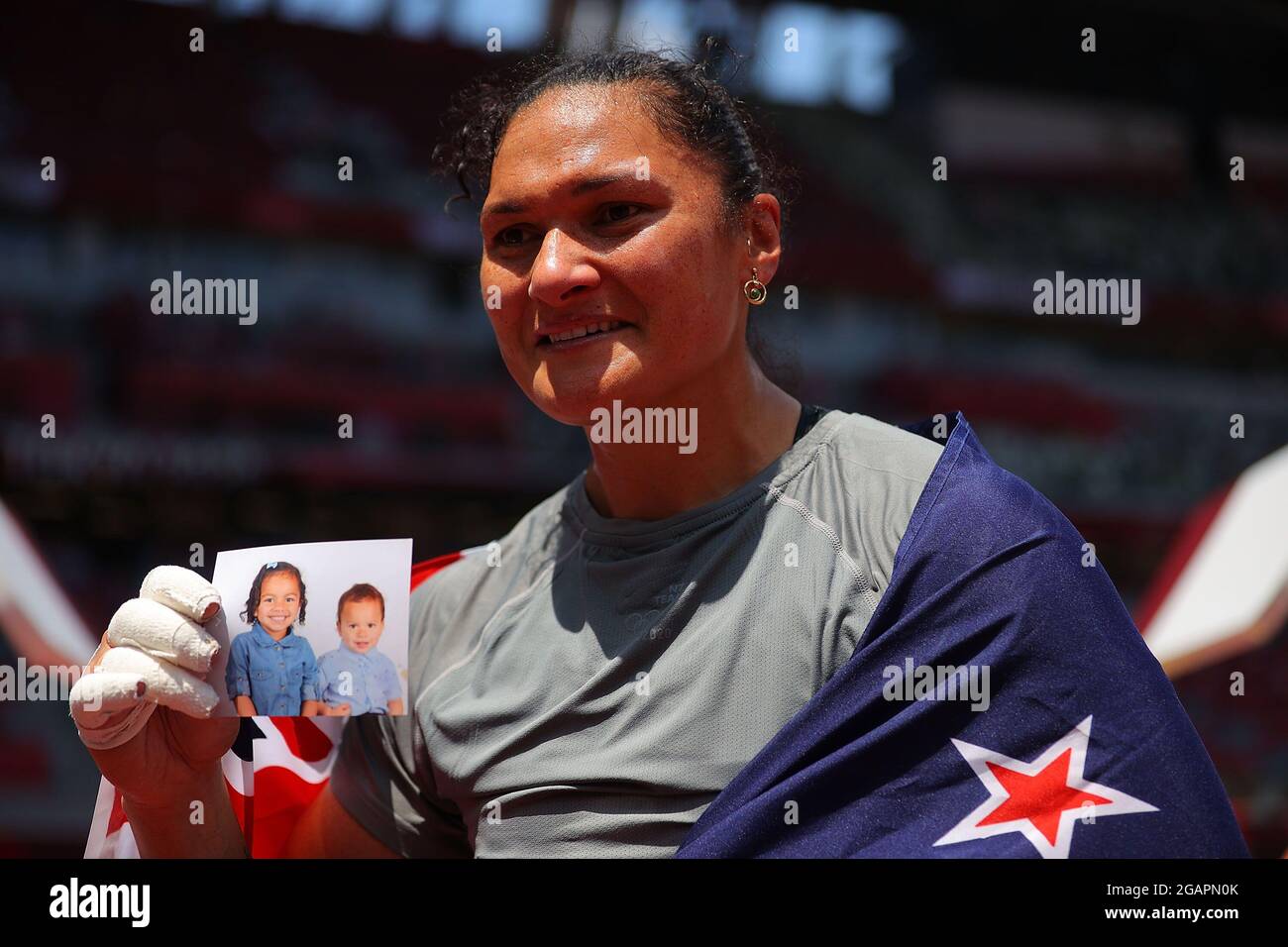Tokyo, Japan. 1st Aug, 2021. Valerie Adams of New Zealand celebrates