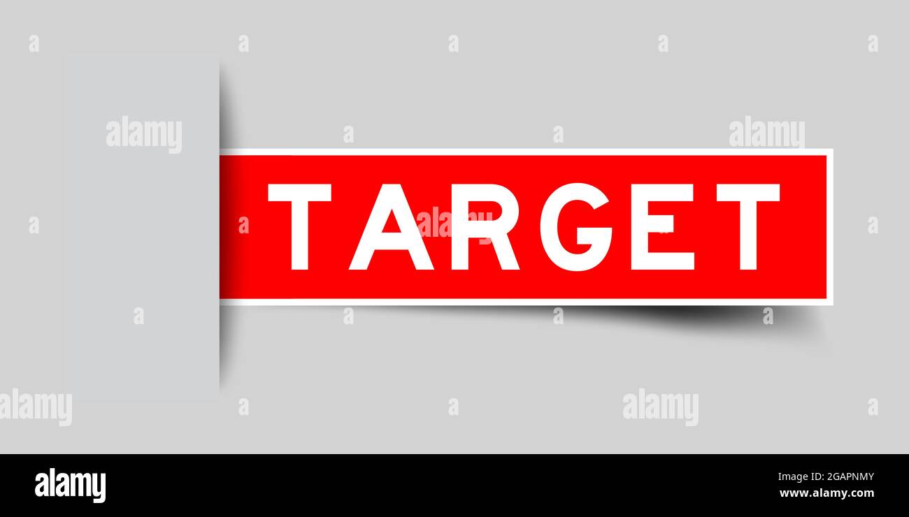 Label sticker red color in word target that inserted in gray background