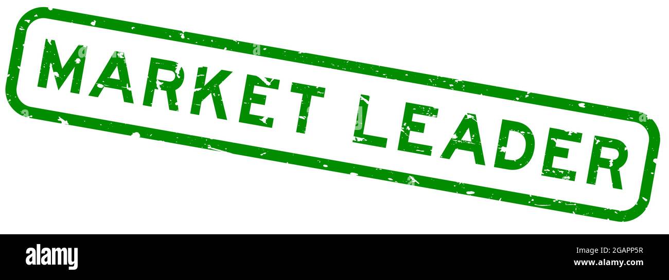Grunge green market leader word square rubber seal stamp on white background Stock Vector