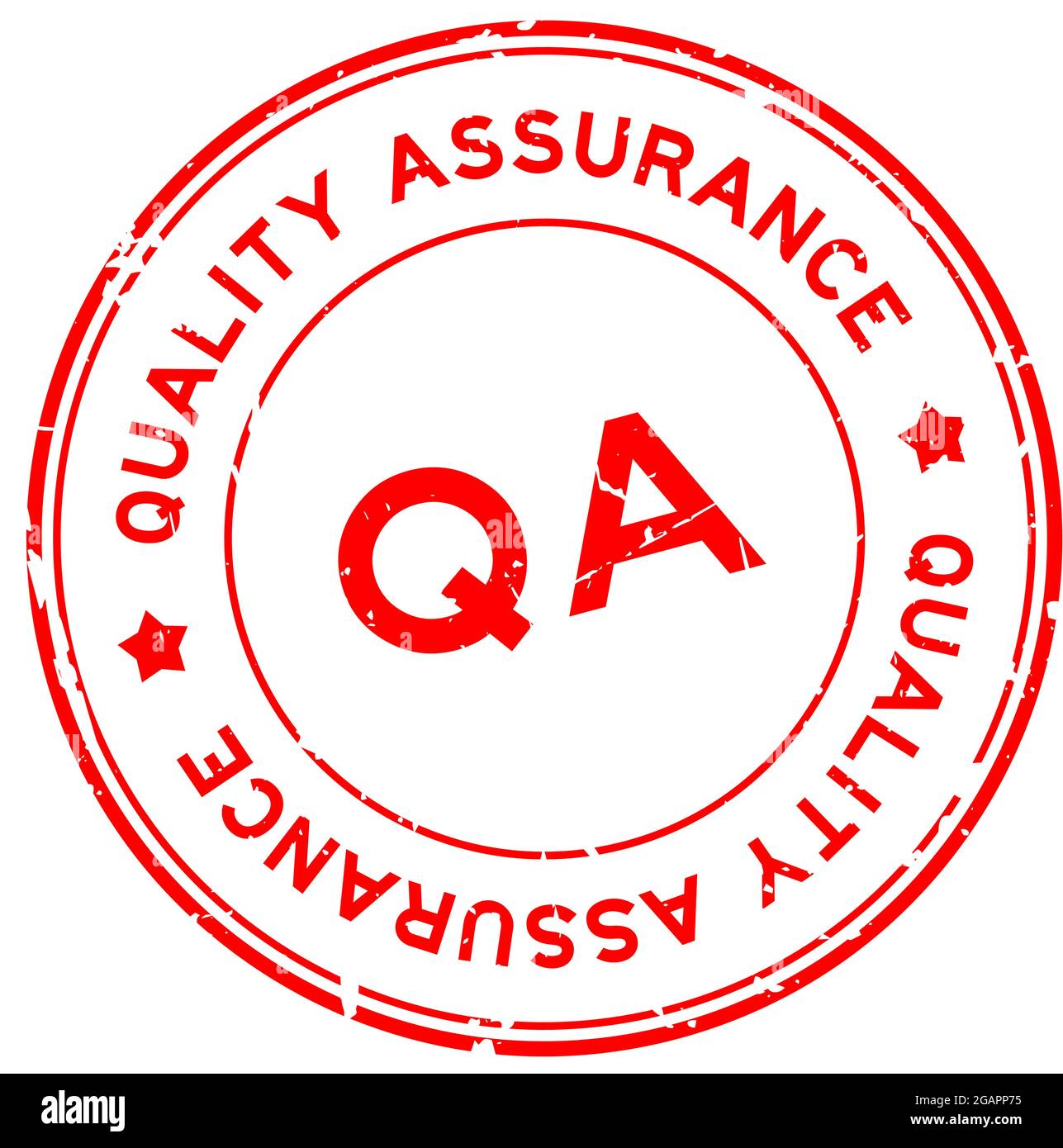 Grunge red QA quality assurance word round rubber seal stamp on white background Stock Vector