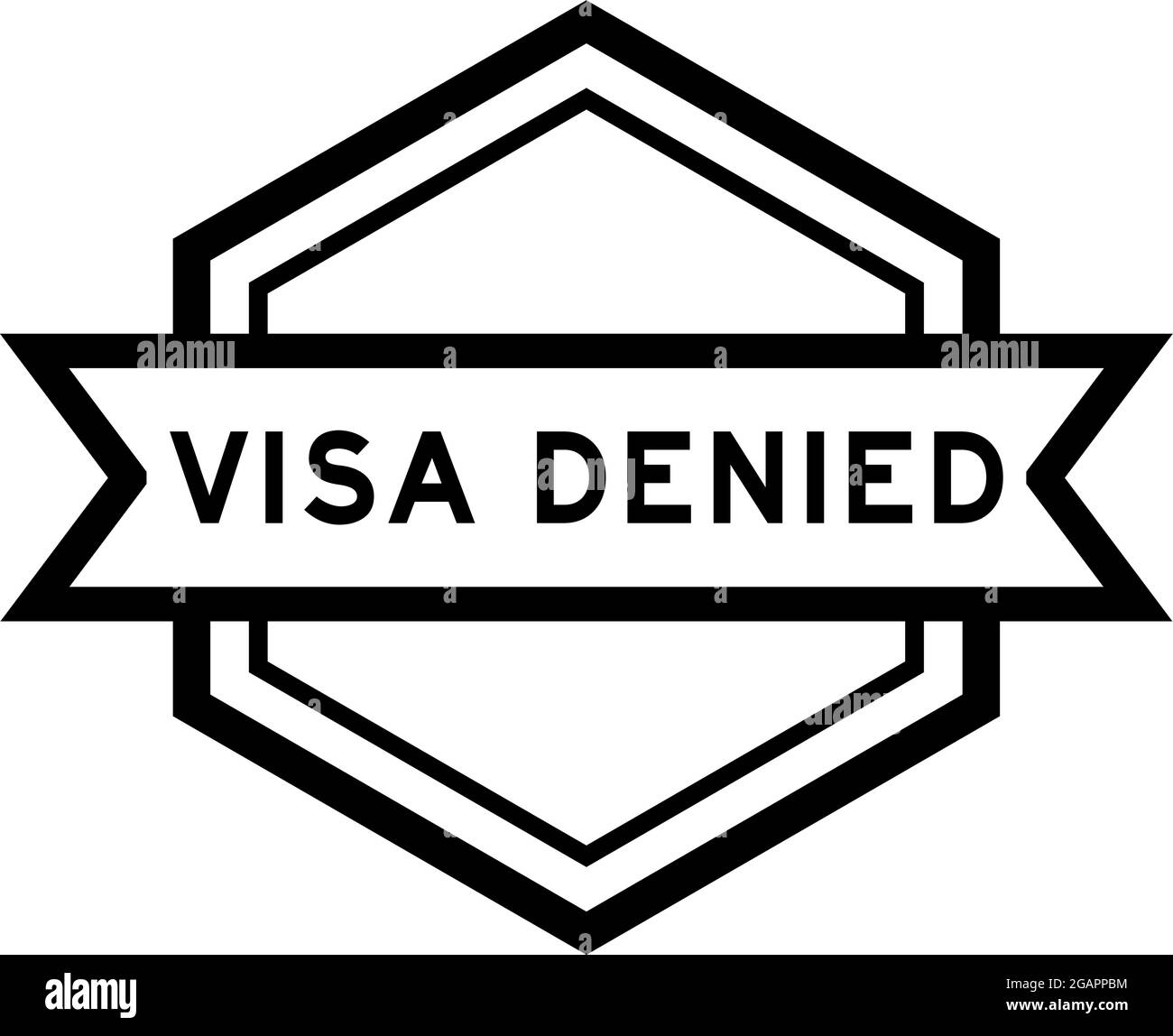 Vintage hexagon label banner with word visa denied in black color on white background Stock Vector