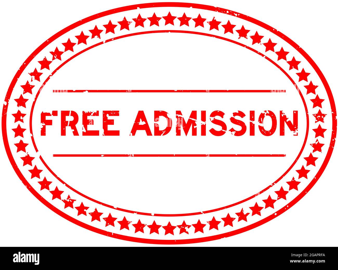 Grunge red free admission word oval rubber seal stamp on white background Stock Vector