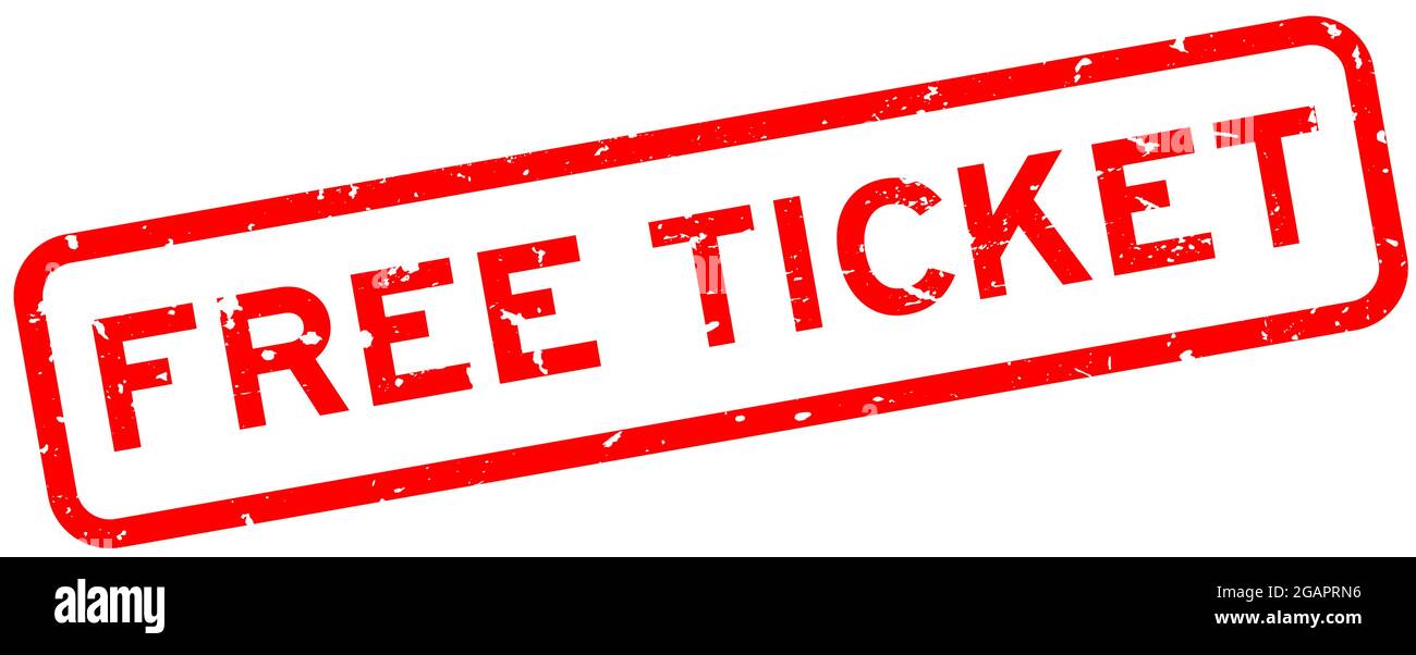 Grunge red free ticket word square rubber seal stamp on white background Stock Vector
