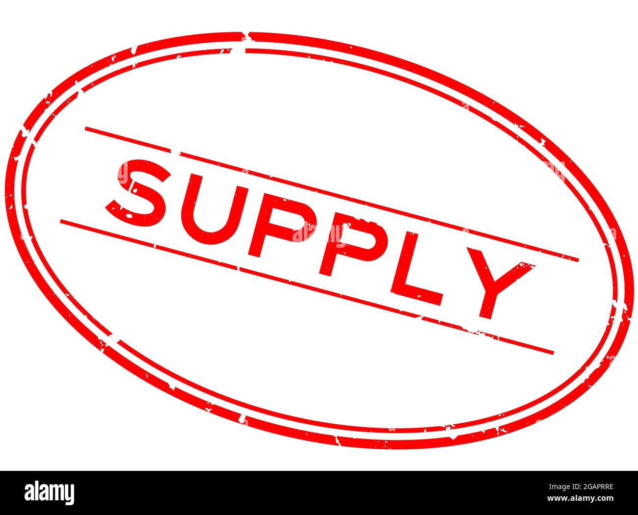 Grunge red supply word oval rubber seal stamp on white background Stock ...