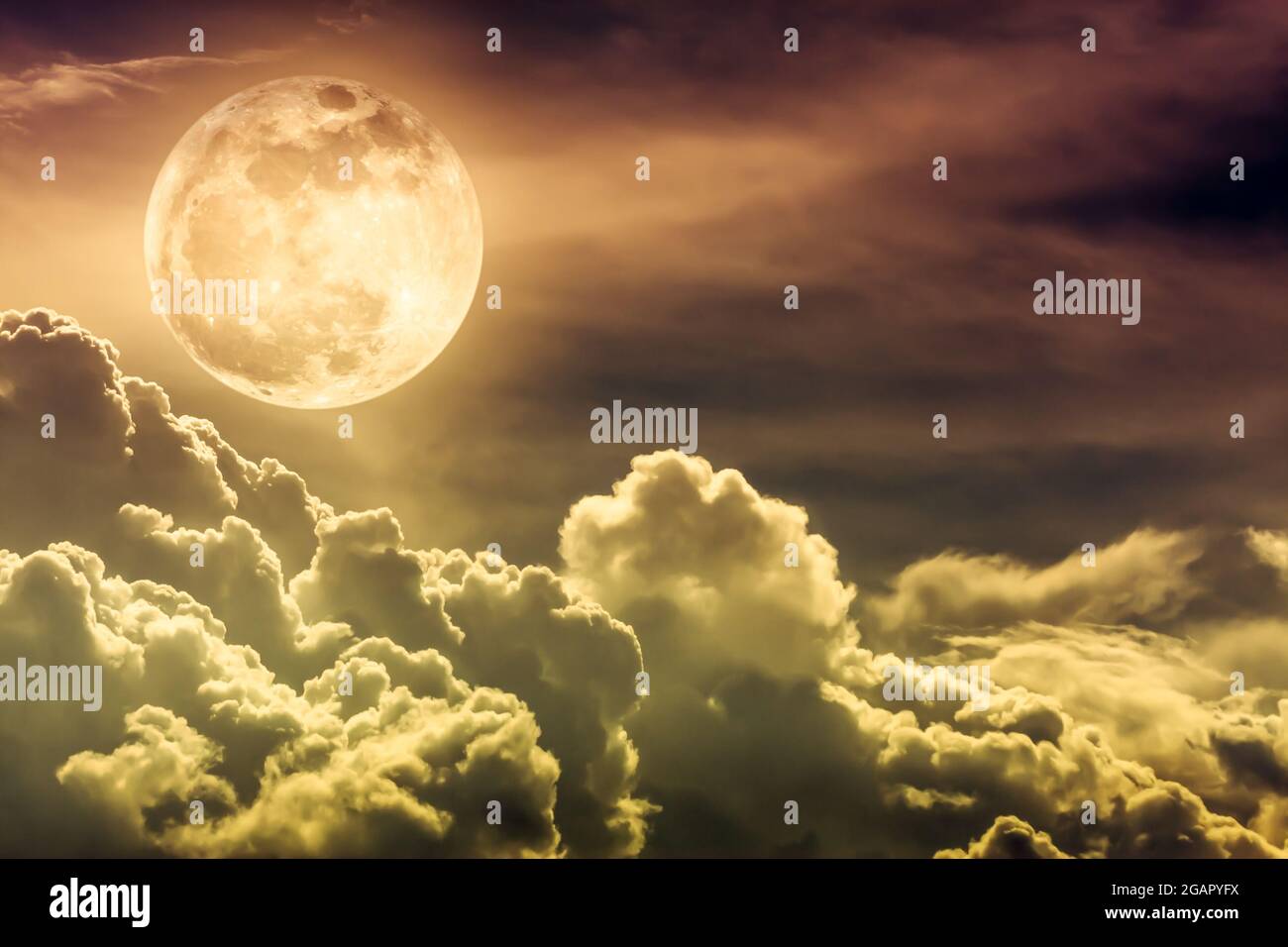 Attractive photo of gold background nighttime sky and bright full moon ...