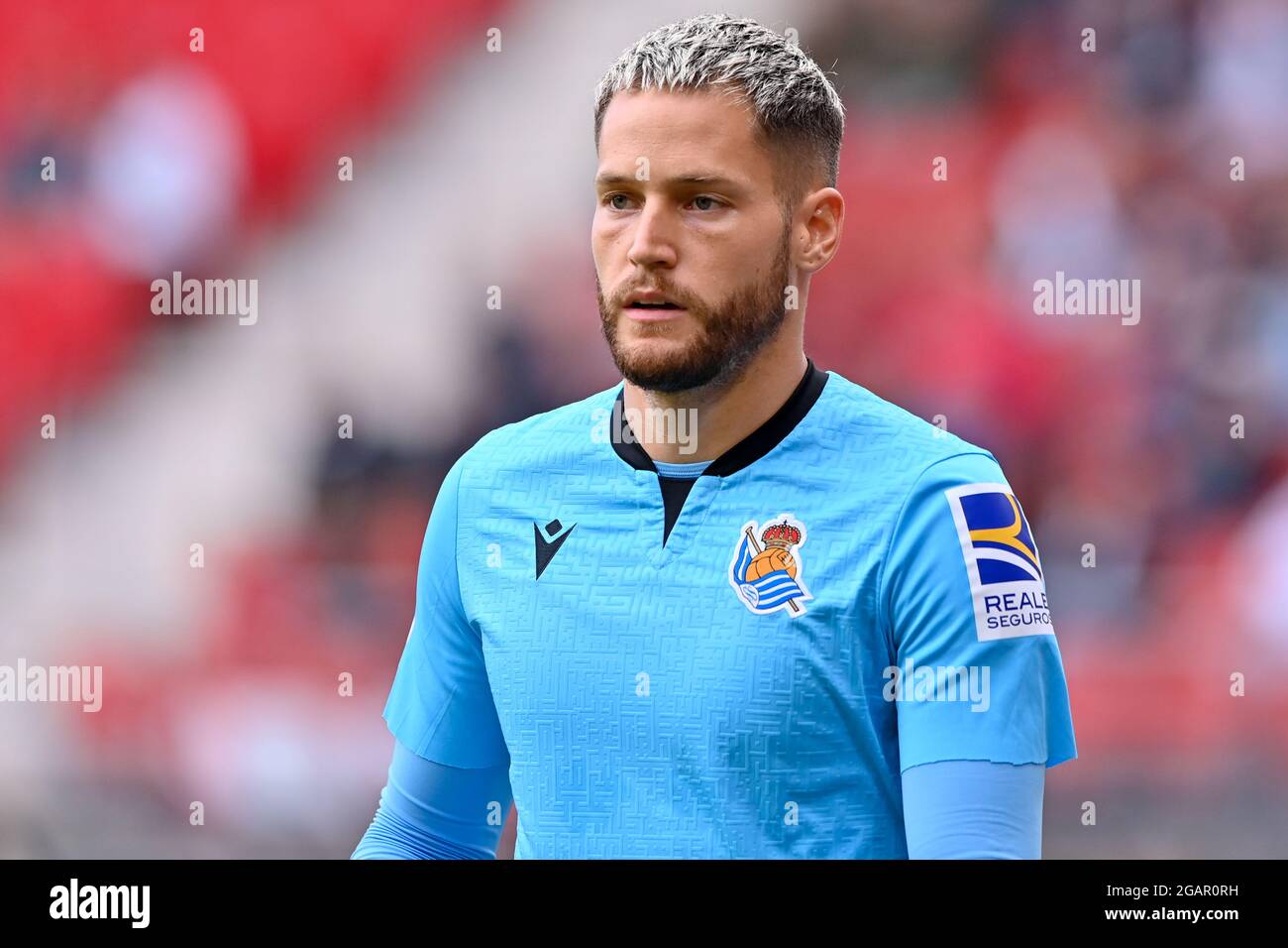 ALKMAAR, NETHERLANDS - JULY 31: Goalkeeper Alejandro Remiro of Real Sociedad during the Pre Season Friendly match between AZ and Real Sociedad at the AFAS Stadion on July 31, 2021 in Alkmaar, Netherlands (Photo by Patrick Goosen/Orange Pictures) Stock Photo