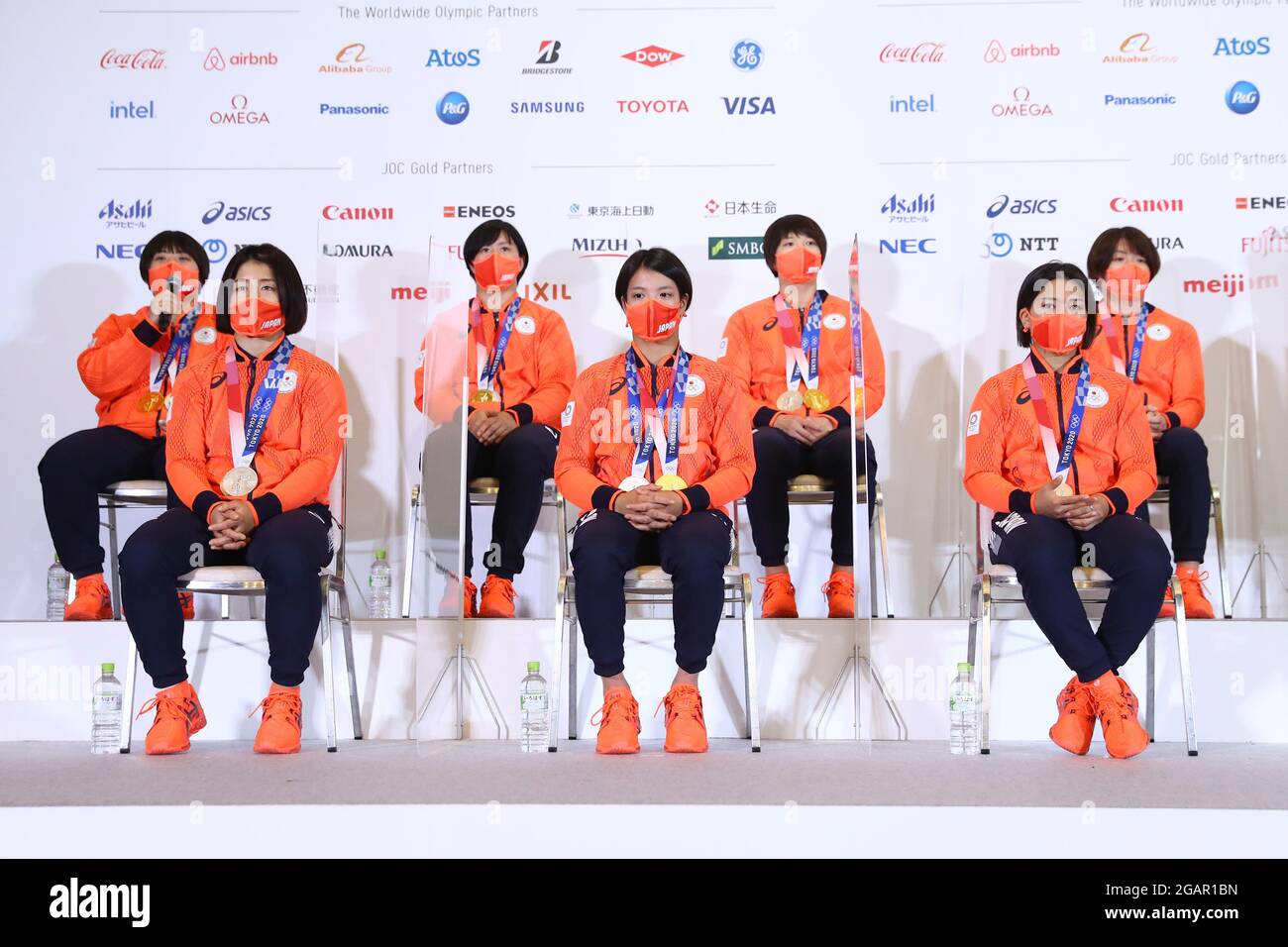 Tokyo, Japan. 1st Aug, 2021. Japan team group (JPN) Judo : Japanese Judo  medalist during the press conference for the Tokyo 2020 Olympic Games at  Japan House in Tokyo, Japan . Credit: