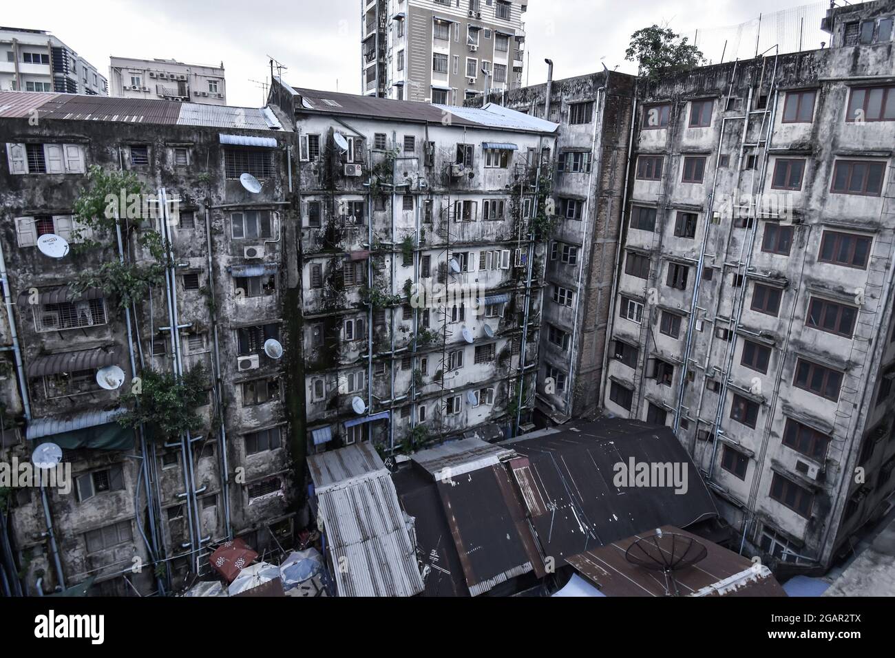 Yangon, Myanmar June 16th Crowded apartments in Yangon, Myanmar Stock