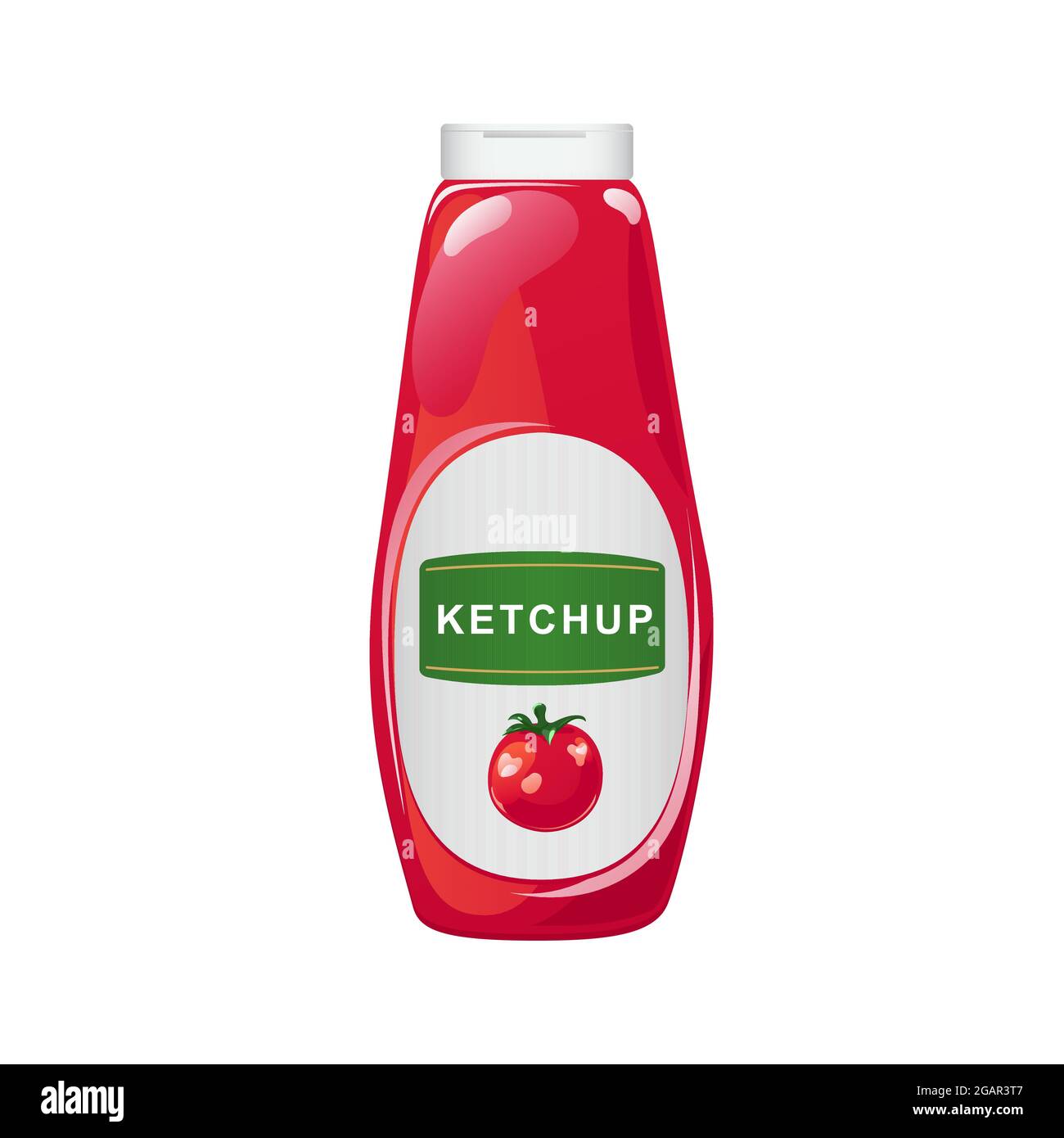 Tomato ketchup bottle. Red sauce container with named white label isolated  on whie background. Vector illustration in cartoon flat style Stock Vector  Image & Art - Alamy