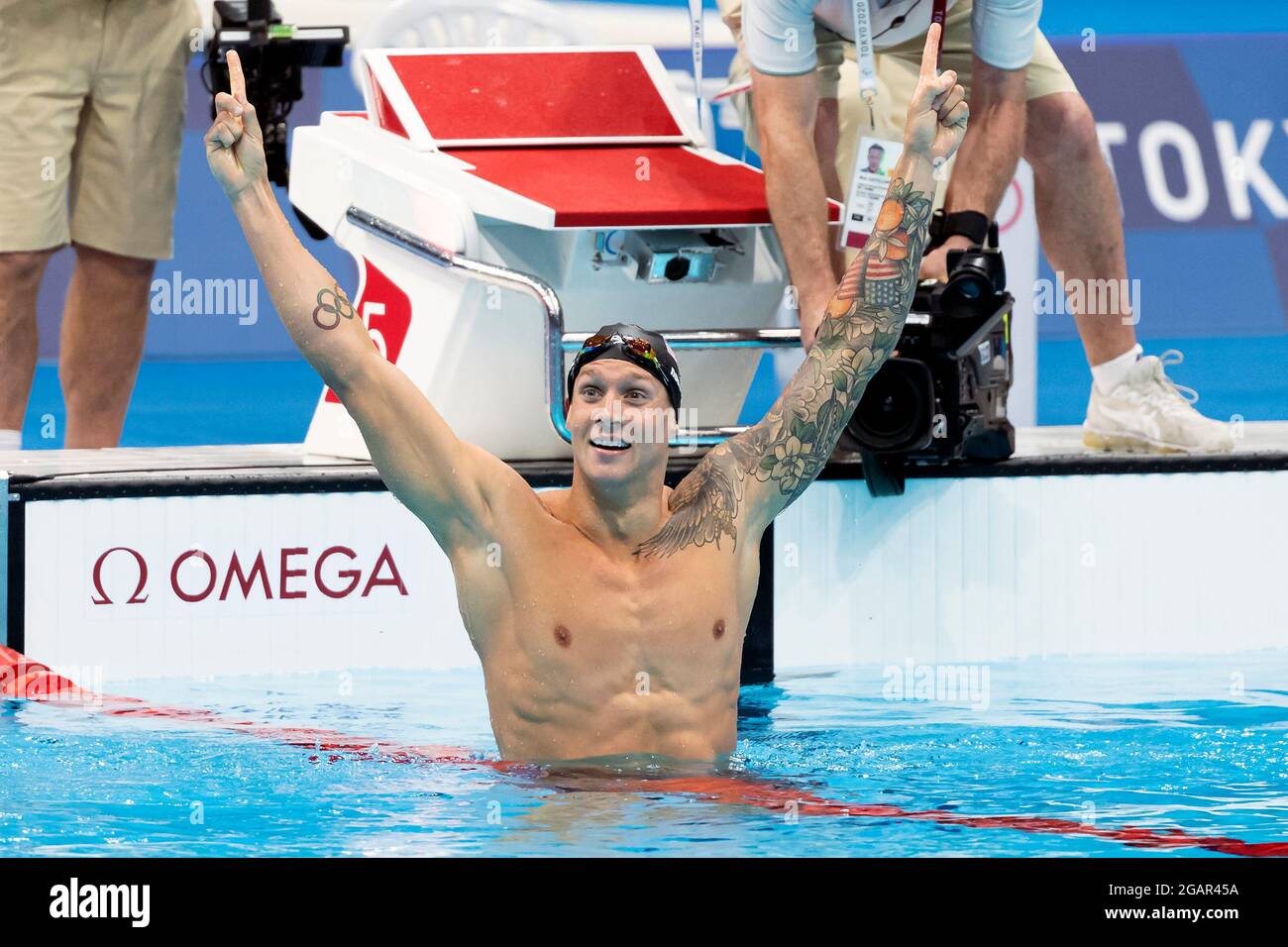 TOKYO, JAPAN - JULY 29: Caeleb Dressel of United States celebrates ...