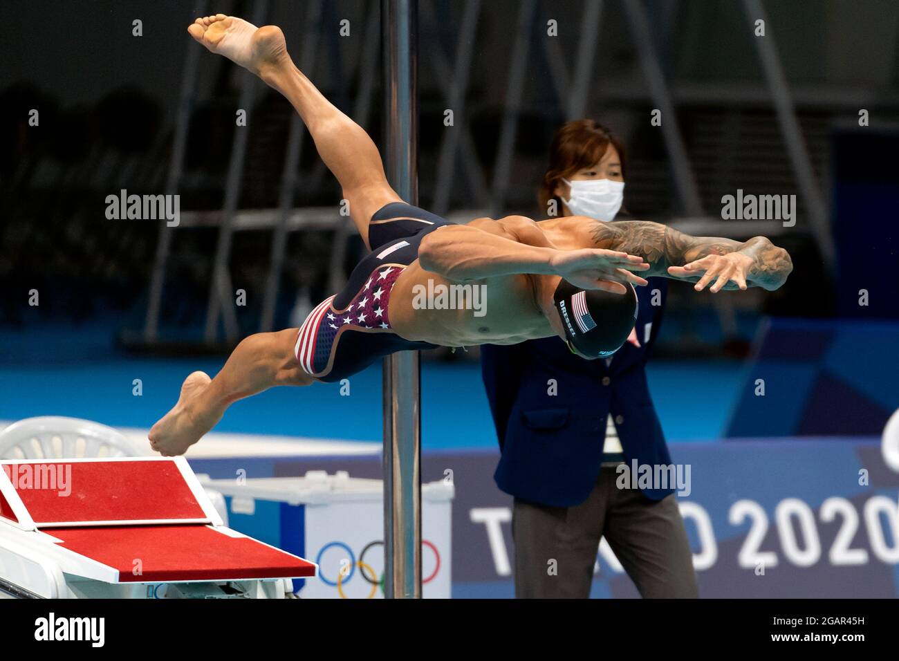 TOKYO, JAPAN - JULY 29: Caeleb Dressel of United States competing in ...