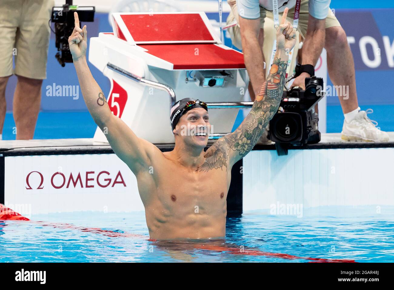 TOKYO, JAPAN - JULY 29: Caeleb Dressel of United States celebrates ...