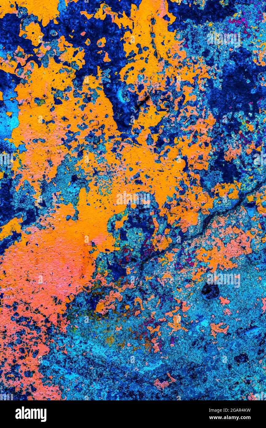 Colorful Paint Splatter Orange Yellow Blue Abstract Background Punta Arenas Chile Stock Photo