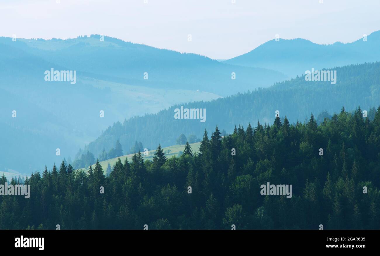 Mountain aerial morning landscape. Composition of nature Stock Photo ...