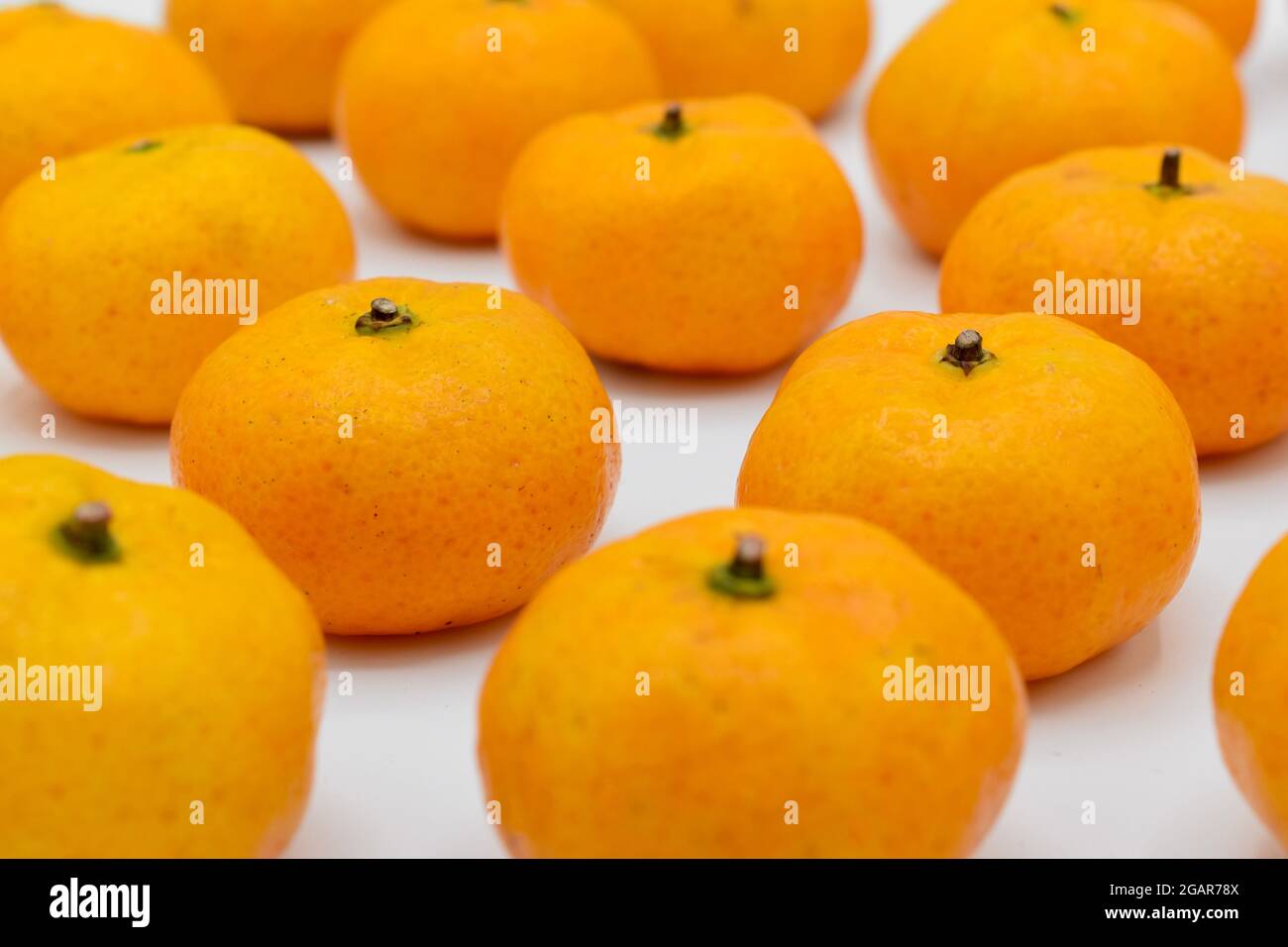 Mandarin oranges Isolated on white background. Stock Photo