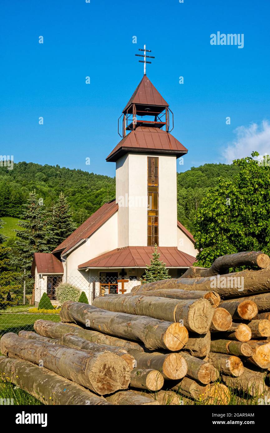 Greek Catholic Church of St. Peter and Paul, Topola village, Slovak republic, Europe. Travel destination. Stock Photo