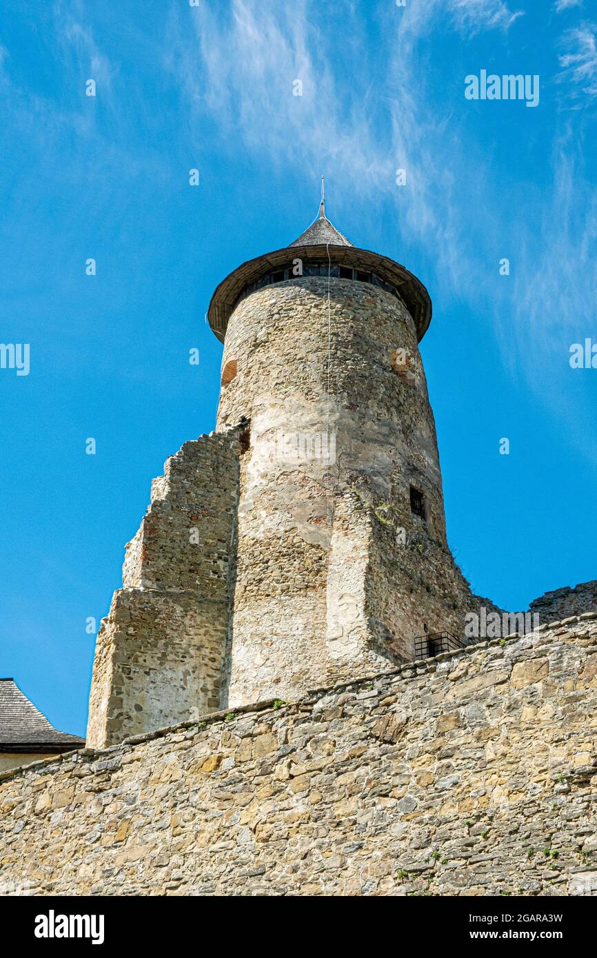 Stoned tower, Stara Lubovna castle ruins, Slovak republic, Europe. Travel destination. Stock Photo
