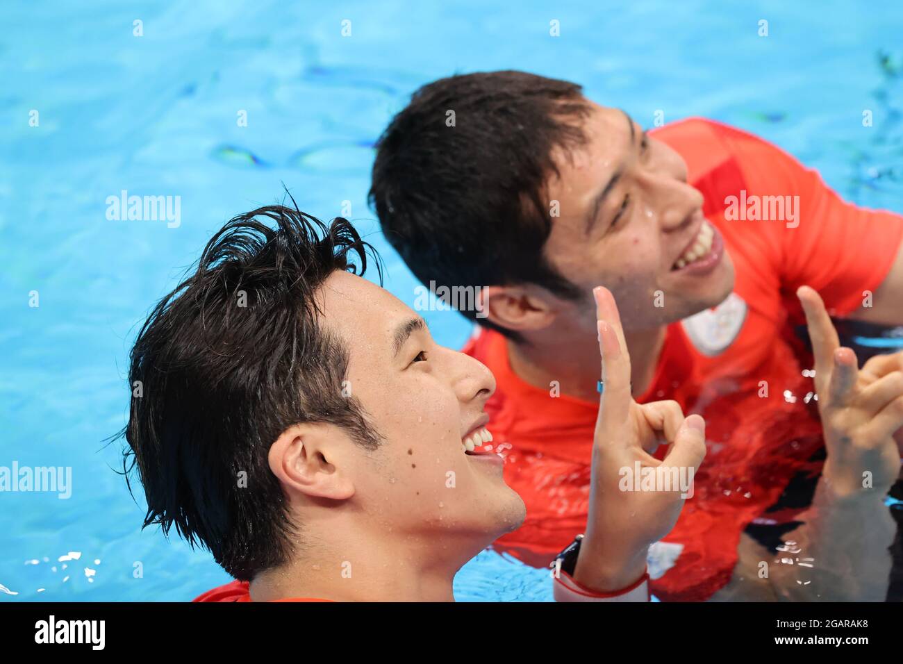 Daiya Seto and Kosuke Hagino during the Tokyo 2020 Olympic Games at the Tokyo Aquatics Centre in Tokyo, Japan on August 1, 2021. Credit: Akihiro Sugimoto/AFLO SPORT/Alamy Live News Stock Photo