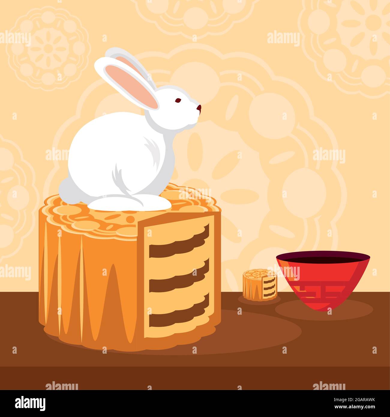 rabbit on mooncake Stock Vector Image & Art - Alamy