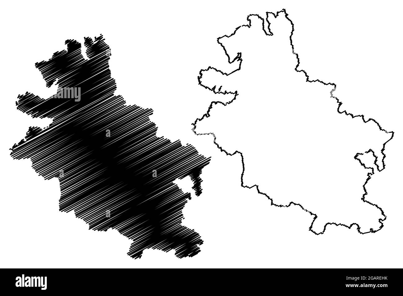 Werra-Meissner district (Federal Republic of Germany, rural district Kassel region, State of Hessen, Hesse, Hessia) map vector illustration, scribble Stock Vector